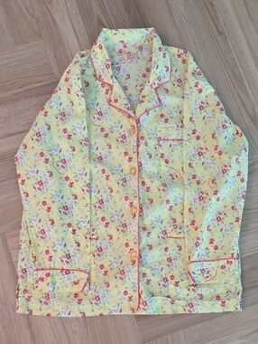 Victoria's Secret Yellow Floral Pajama Jacket Top Small